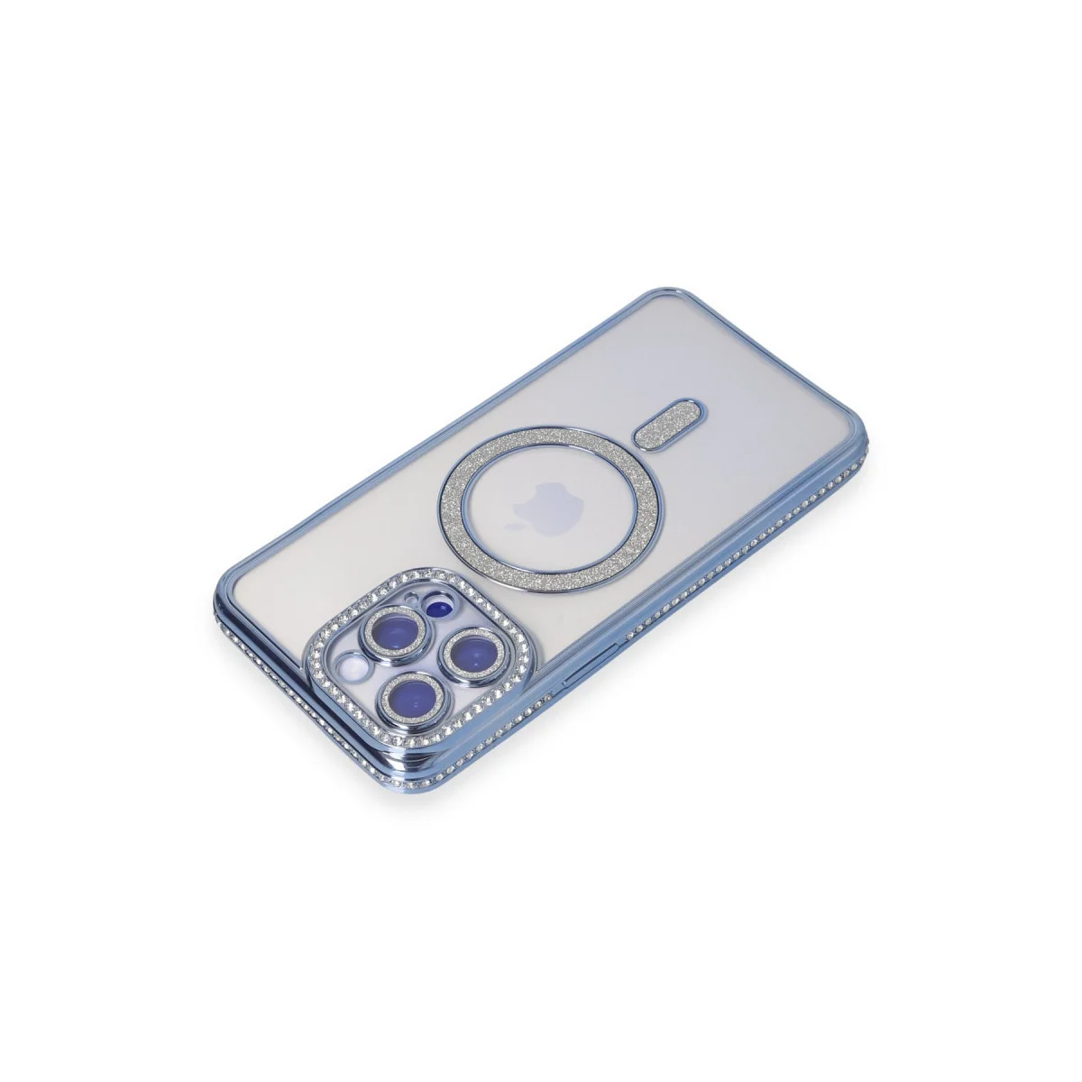 iPhone 15 Pro Max Joke Simli Magneticsafe Kılıf - Mavi Parıltılı Koruma