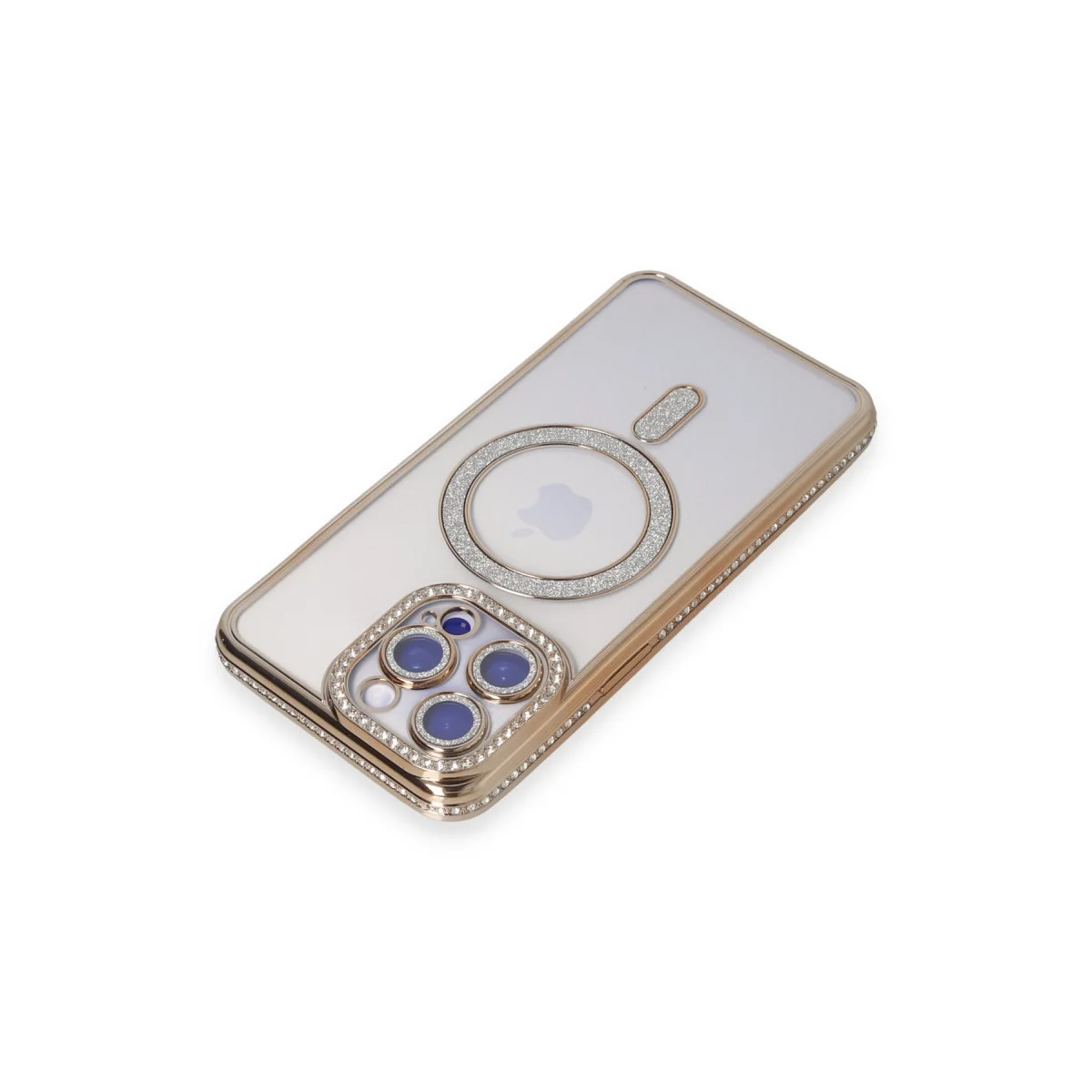 iPhone 15 Pro Max Joke Simli Magneticsafe Silikon Kılıf - Gold Parıltılı Tasarım