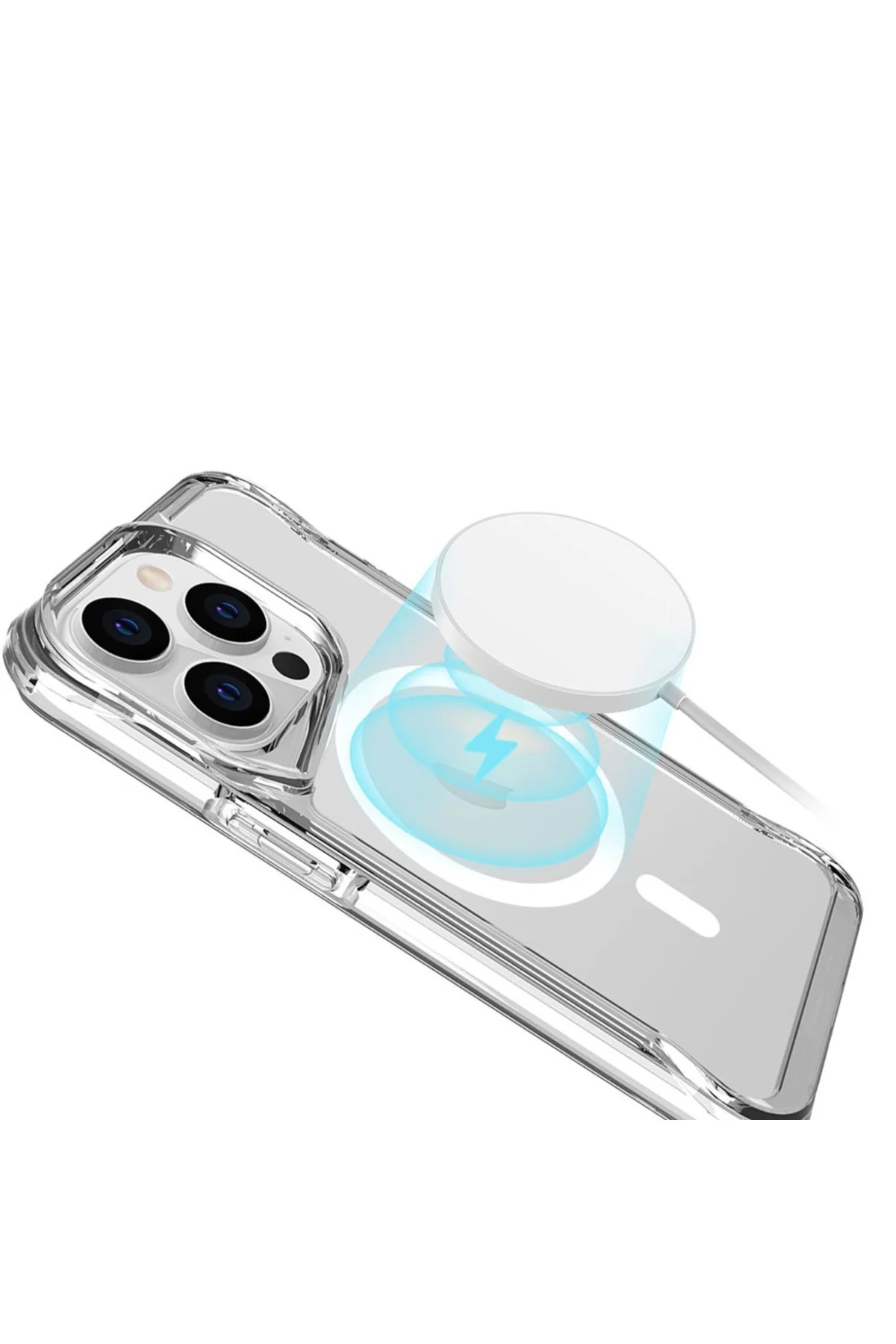 İphone 15 Pro Max Kılıf Şarj Özellikli  Magsafe Şeffaf Kapak