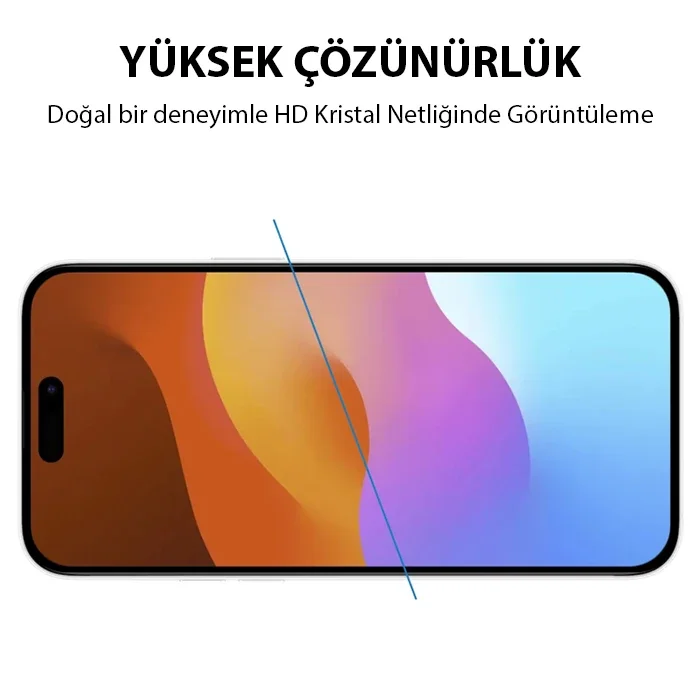 iPhone 15 Pro Max Kırılmaz Cam Ekran Koruyucu - 9H Full Glue