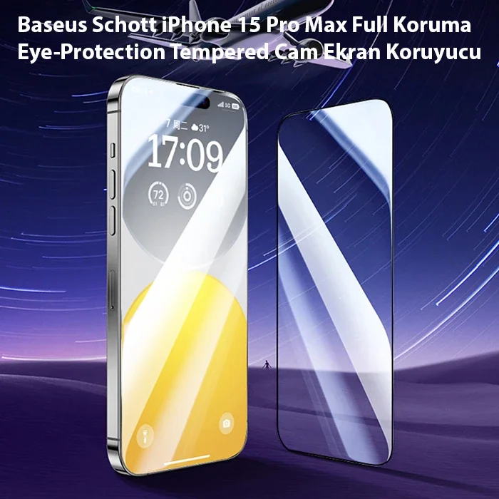 iPhone 15 Pro Max Kırılmaz Ekran Koruyucu – Göz Koruyucu Temper Cam