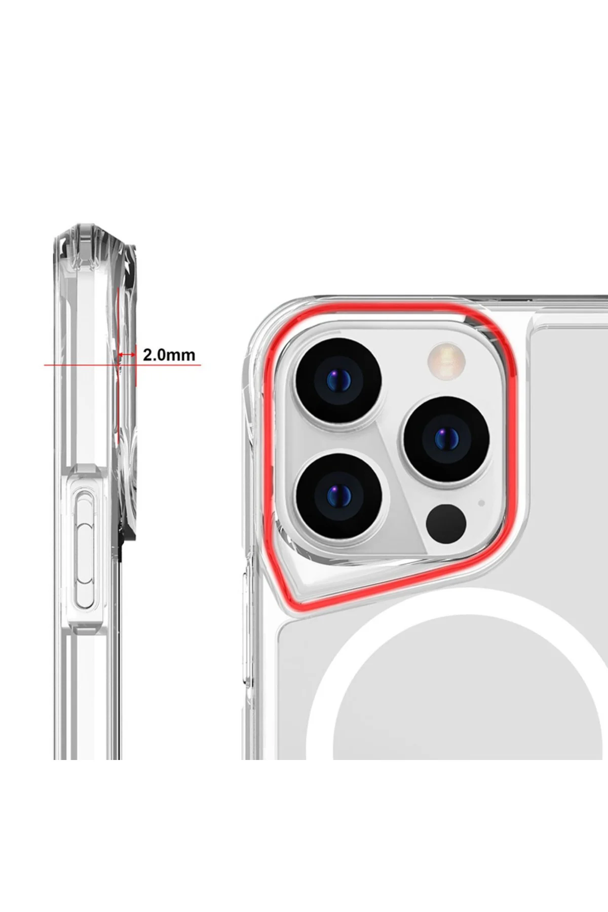İphone 15 Pro Max Kılıf Şarj Özellikli  Magsafe Şeffaf Kapak