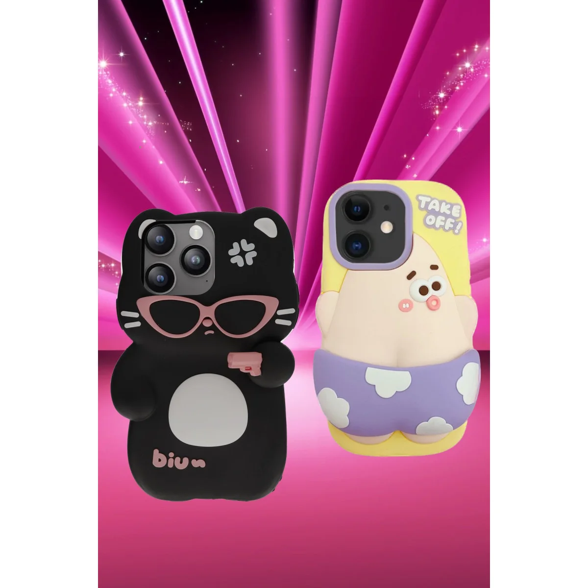 iPhone 15 Pro Max Kılıf Poky Karakter Silikon Kapak - Desen 13 | Eğlenceli & Koruyucu