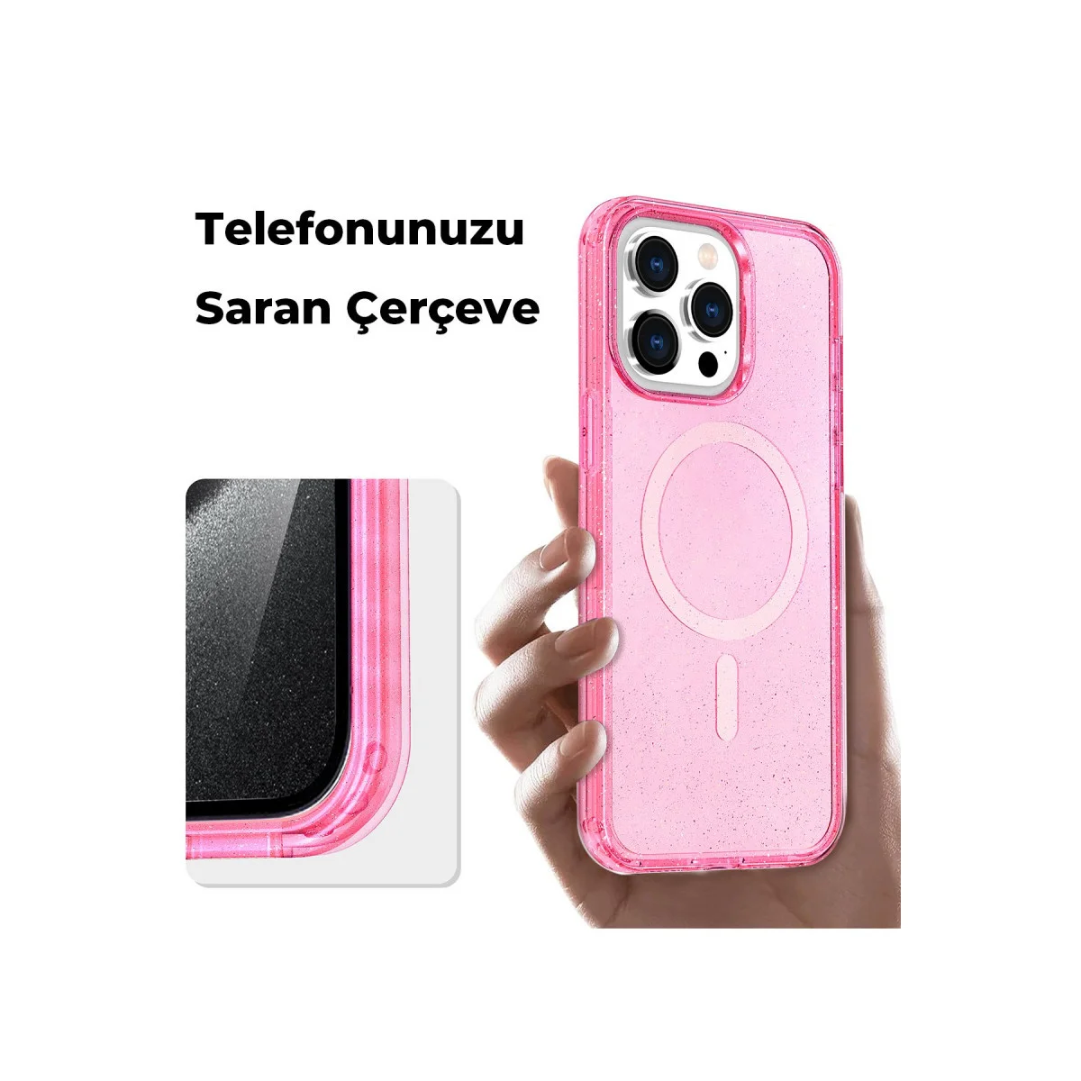 iPhone 15 Pro Max Kılıf Star Magsafe - Pembe & Şık Tasarım