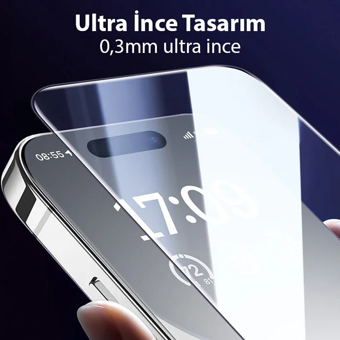 iPhone 15 Pro Max Kırılmaz Ekran Koruyucu – Göz Koruyucu Temper Cam