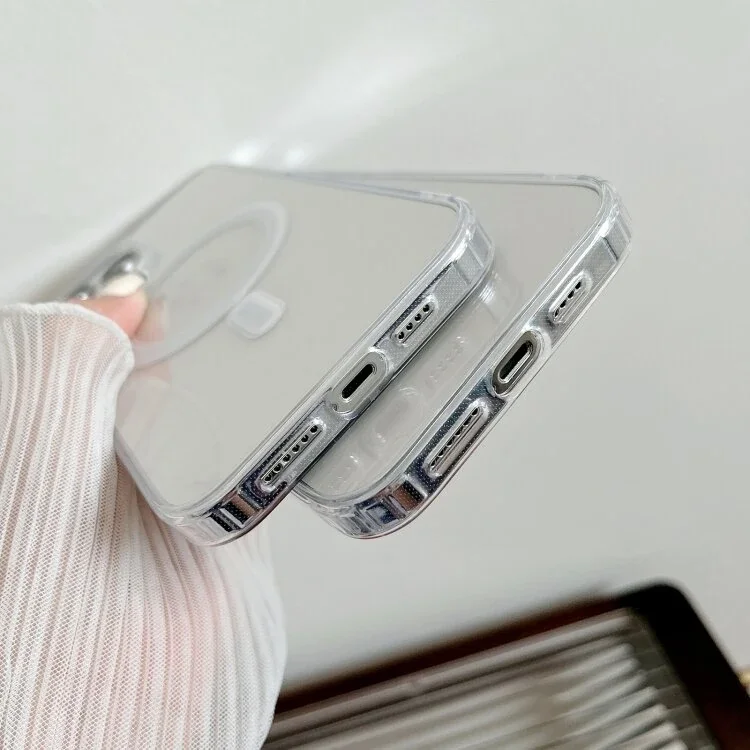 iPhone 15 Pro Max Kılıf Magsafe Uyumlu Manyetik Şeffaf Silikon - Sararma Yapmaz