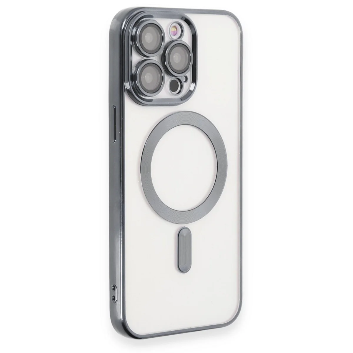 iPhone 15 Pro Max Kross Magneticsafe Kapak Titan Grey - Ultra Şeffaf ve Güçlü Manyetik Bağlantı