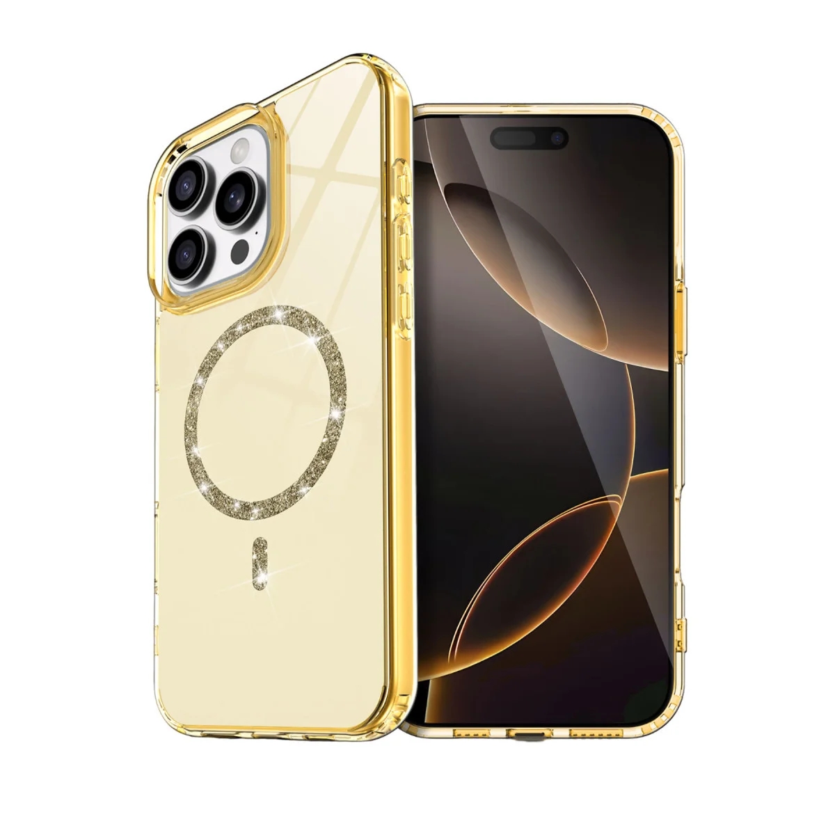 iPhone 15 Pro Max Live Diamond Magsafe Kapak - Sarı - Güçlü Mıknatıs ve Darbe Emici Koruma