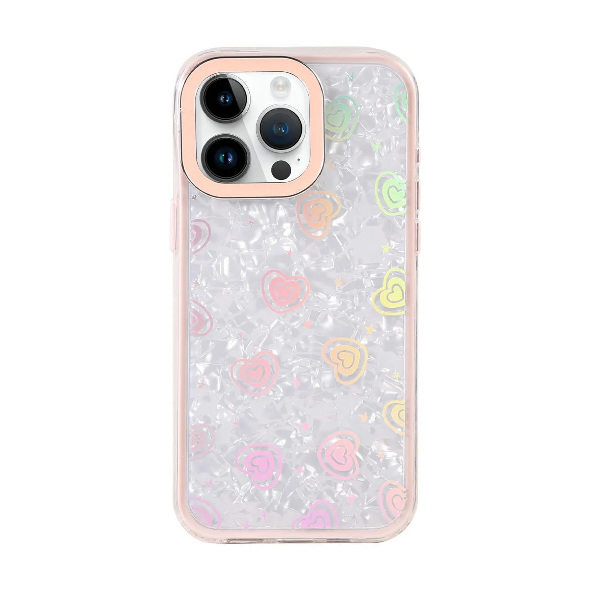iPhone 15 Pro Max Lumi Desenli Kapak - Kristal Şeffaf Pembe Tasarım ve Güvenlik