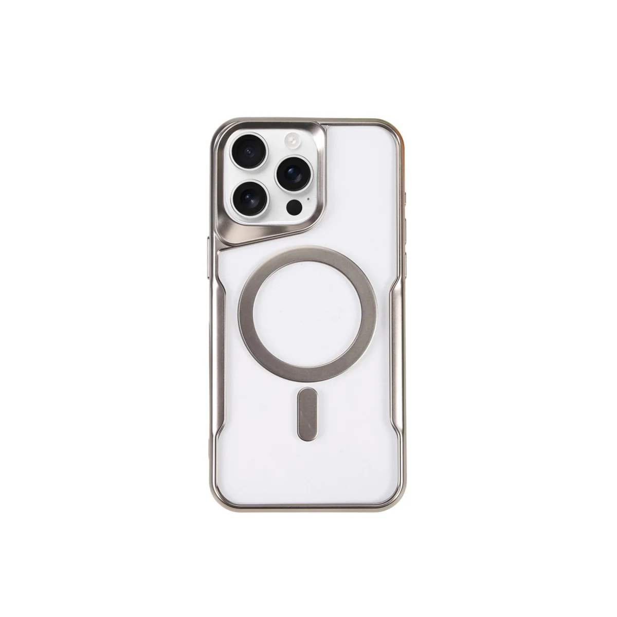 iPhone 15 Pro Max MagSafe Silikon Kılıf - Boyi Serisi Gümüş