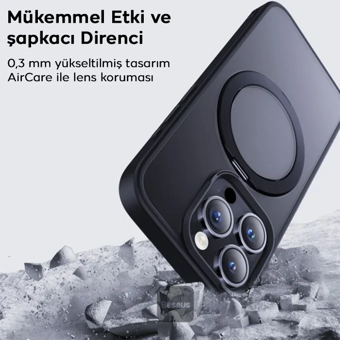 iPhone 15 Pro Max Magsafe Kılıf ve Cam Set - Manyetik Standlı Koruma
