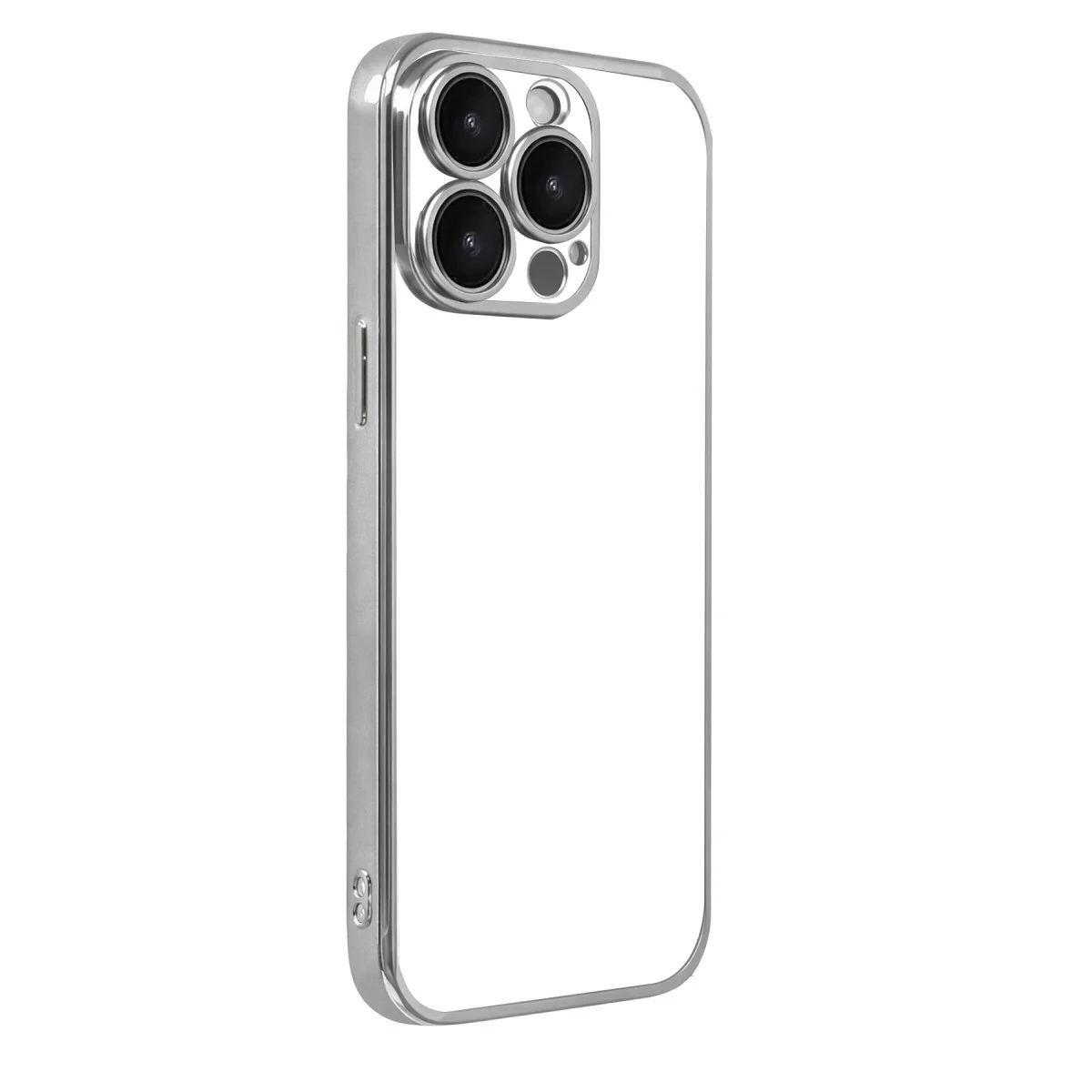 iPhone 15 Pro Max Razer Lensli Silikon Kılıf - Gümüş Rengi Yüksek Korumalı Estetik TPU Kılıf