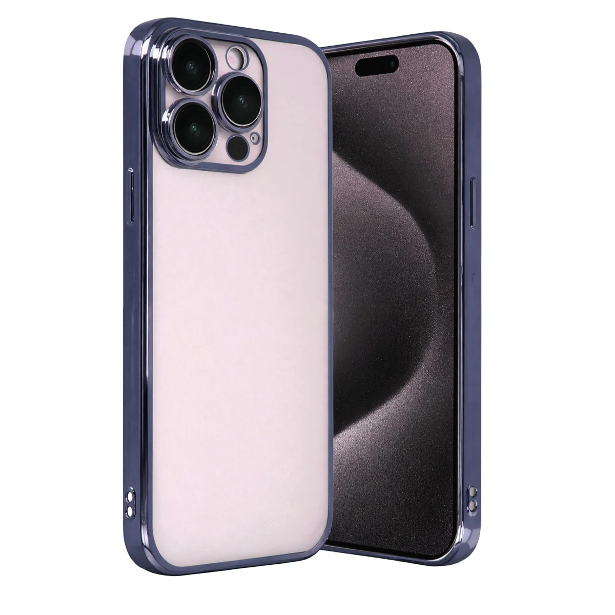iPhone 15 Pro Max Razer Lensli Silikon Kılıf - Lacivert