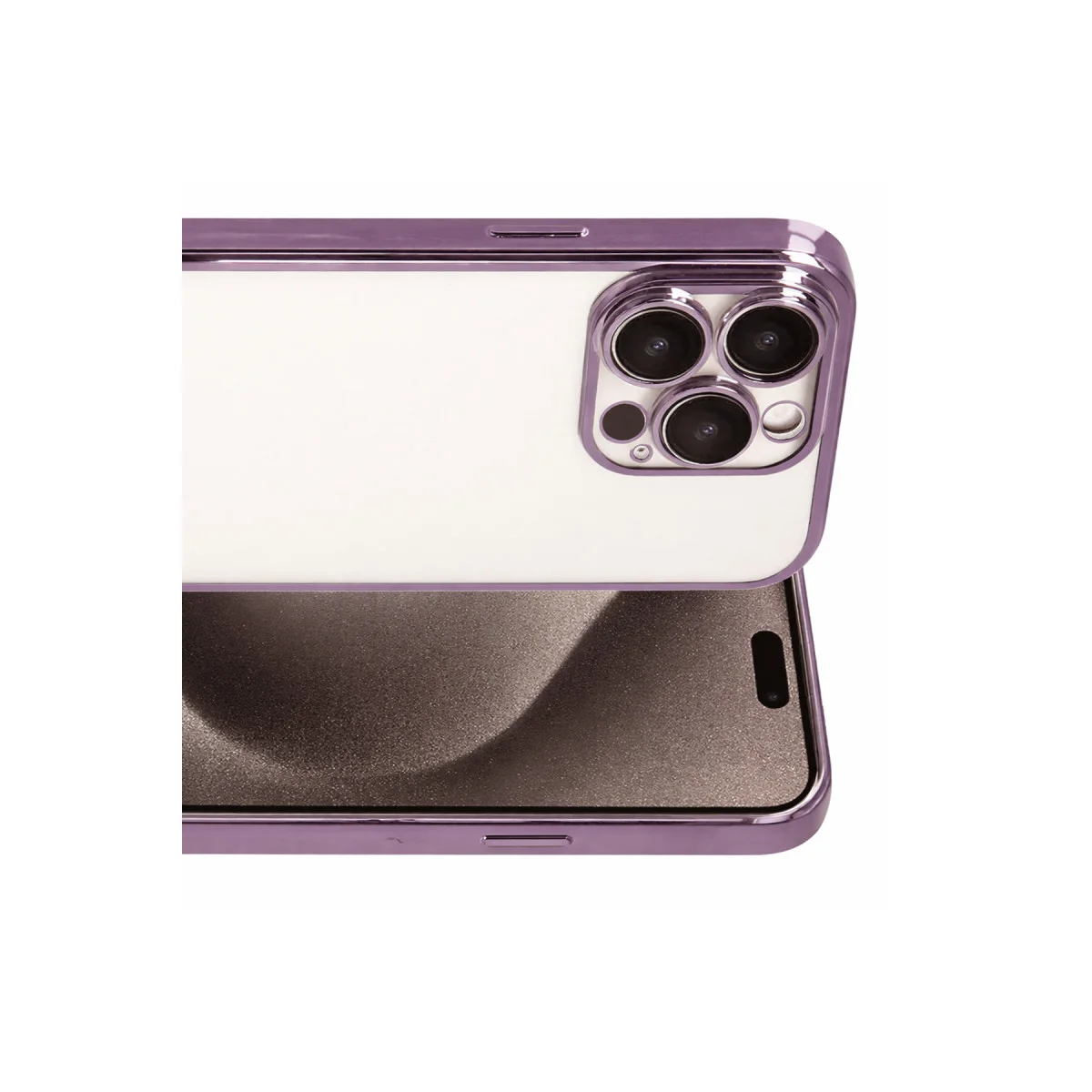 iPhone 15 Pro Max Razer Lensli Silikon Kılıf - Mor Renk