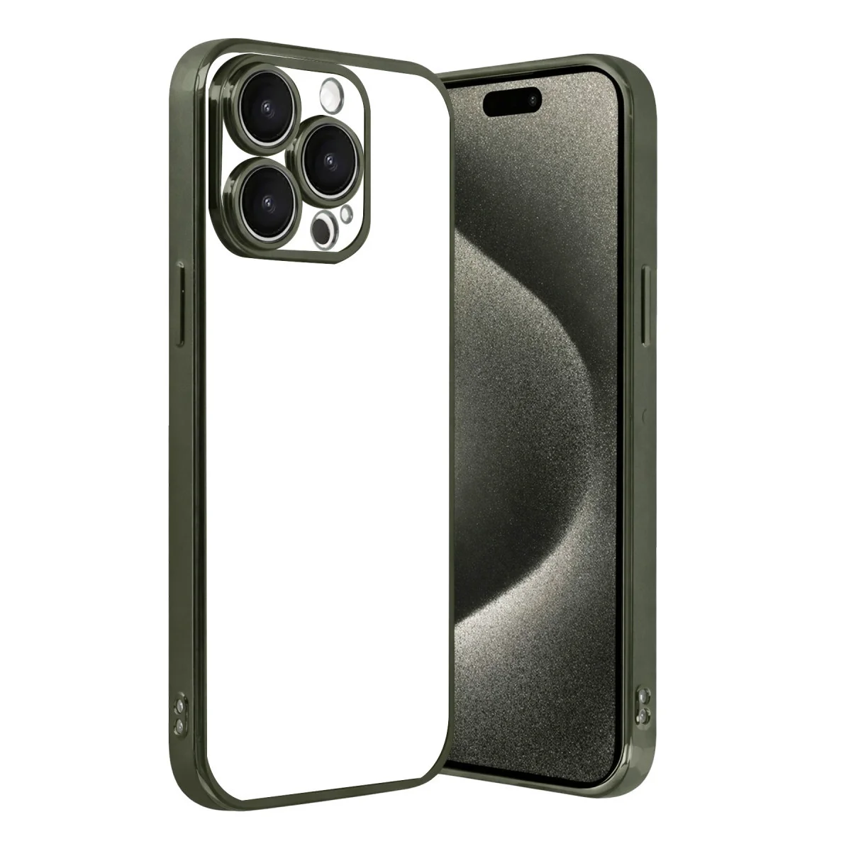 iPhone 15 Pro Max Razer Lensli Silikon Kılıf Yeşil - Şeffaf ve Güçlü Koruma