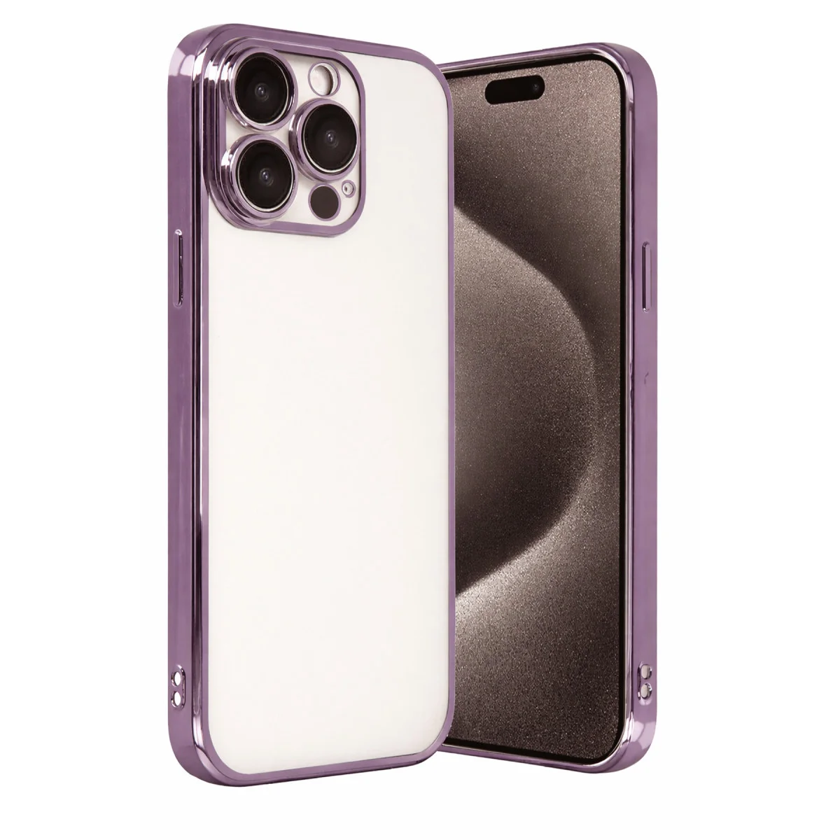 iPhone 15 Pro Max Razer Lensli Silikon Kılıf - Mor Renk
