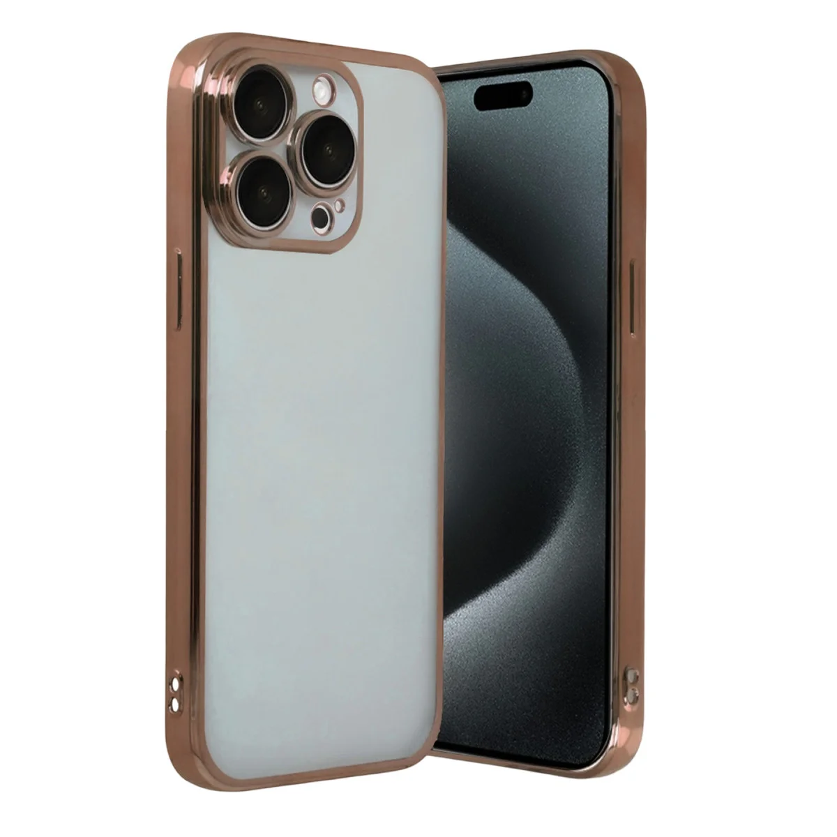 iPhone 15 Pro Max Razer Lensli Silikon Kılıf - Çöl Titanyum
