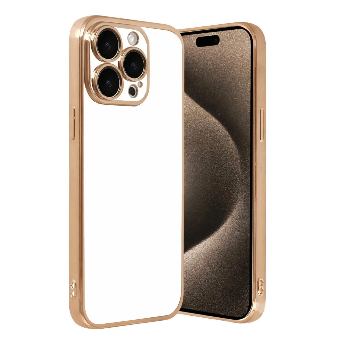 iPhone 15 Pro Max Razer Lensli Silikon Kılıf - Gold Güçlü Kamera ve Şık Tasarım