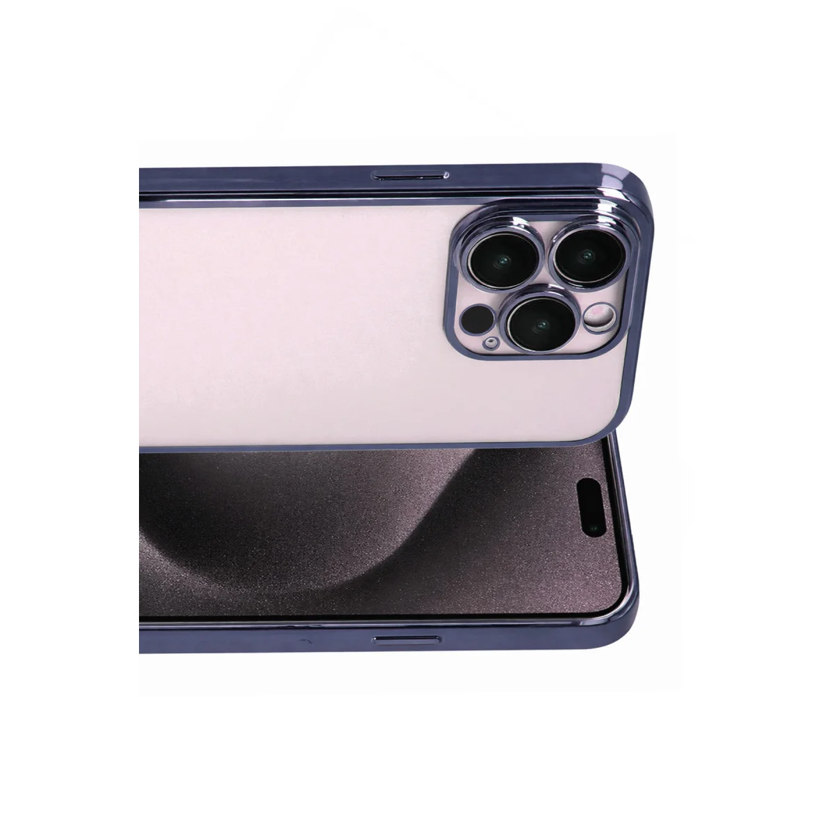 iPhone 15 Pro Max Razer Lensli Silikon Kılıf - Lacivert