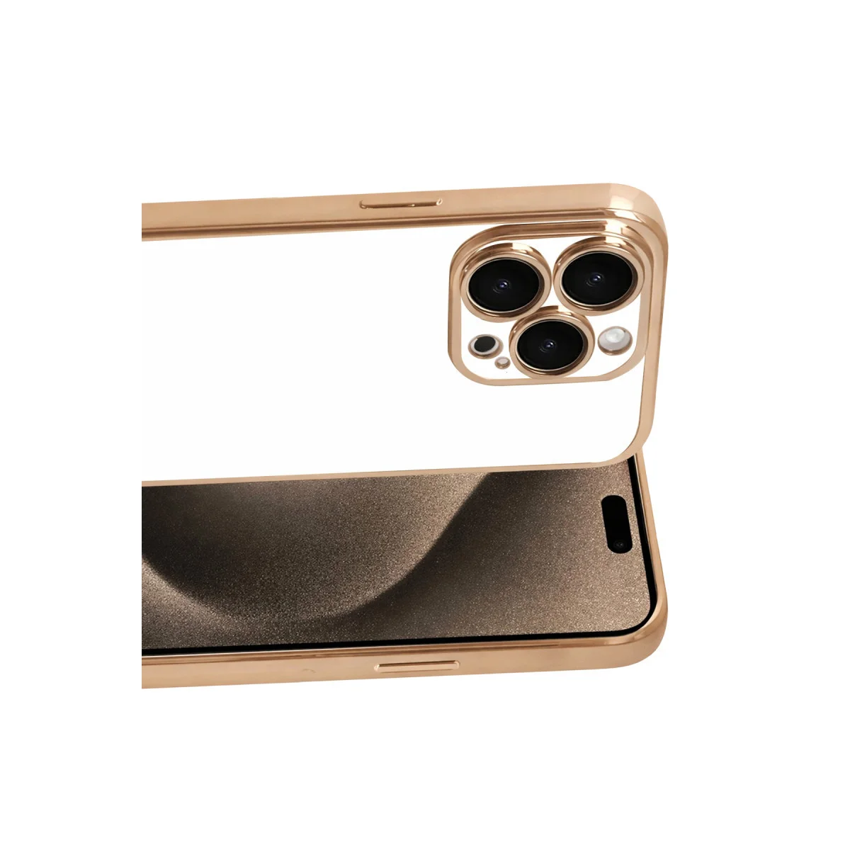 iPhone 15 Pro Max Razer Lensli Silikon Kılıf - Gold Güçlü Kamera ve Şık Tasarım