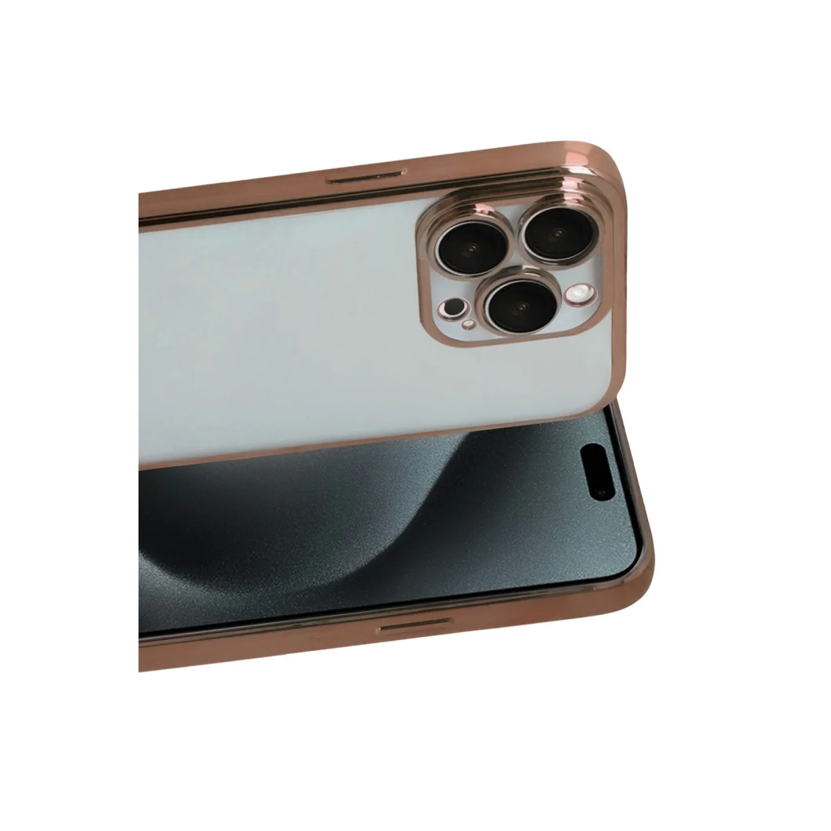 iPhone 15 Pro Max Razer Lensli Silikon Kılıf - Çöl Titanyum