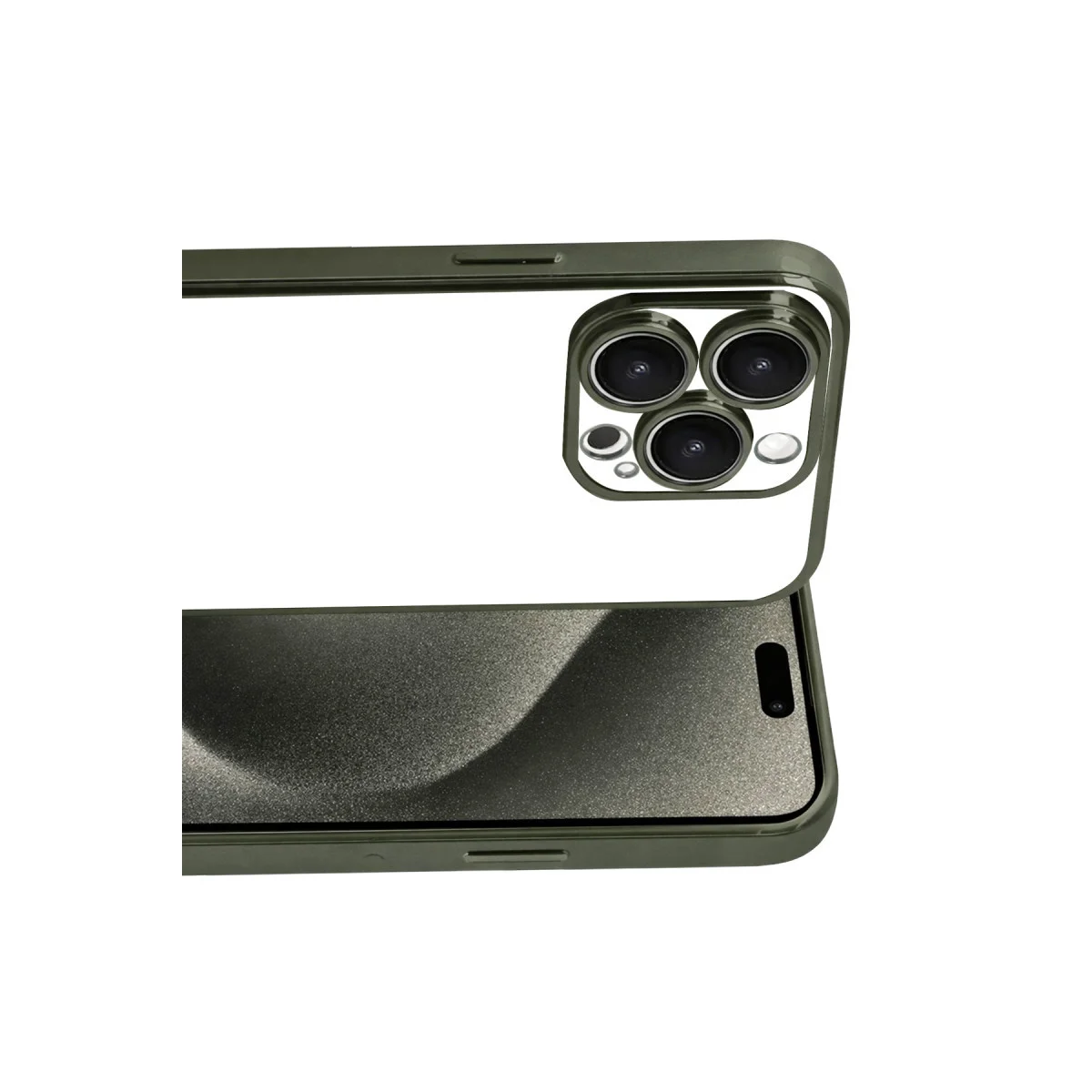 iPhone 15 Pro Max Razer Lensli Silikon Kılıf Yeşil - Şeffaf ve Güçlü Koruma