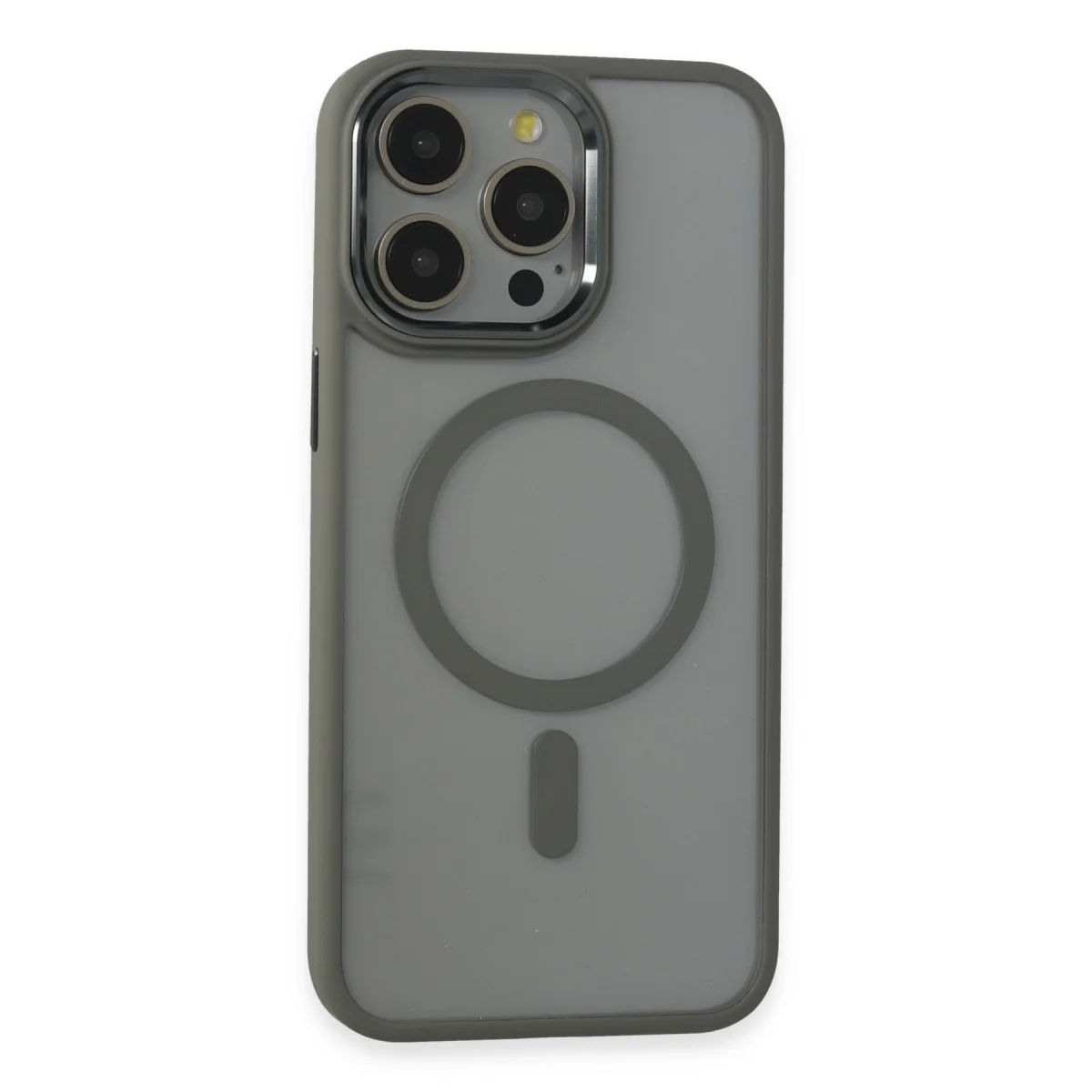 iPhone 15 Pro Max Silikon Kılıf - Gri | Room Magneticsafe ve Kablosuz Şarj Desteği