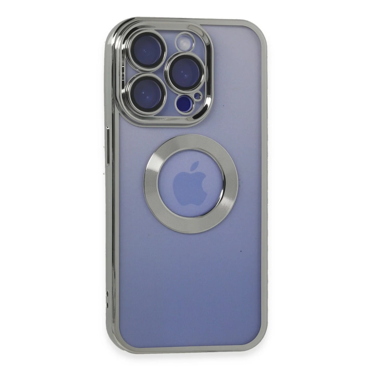 iPhone 15 Pro Max Slot Silikon Kılıf - Gümüş, El Değiştirmez ve Kırılmaz Koruma