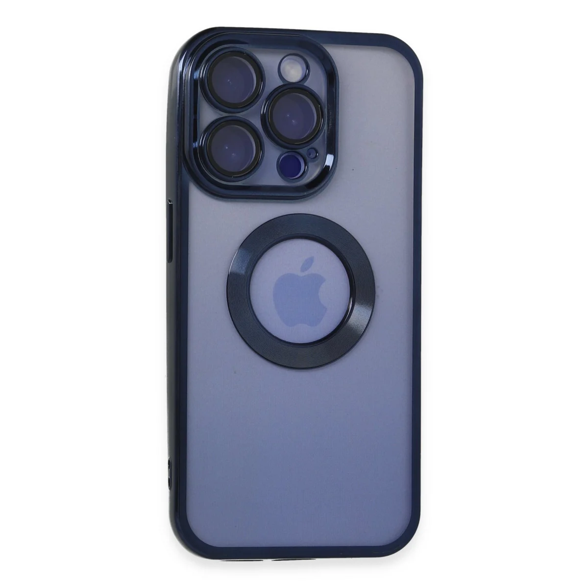 iPhone 15 Pro Max Slot Silikon Kılıf - Lacivert Esnek Korumalı Kılıf
