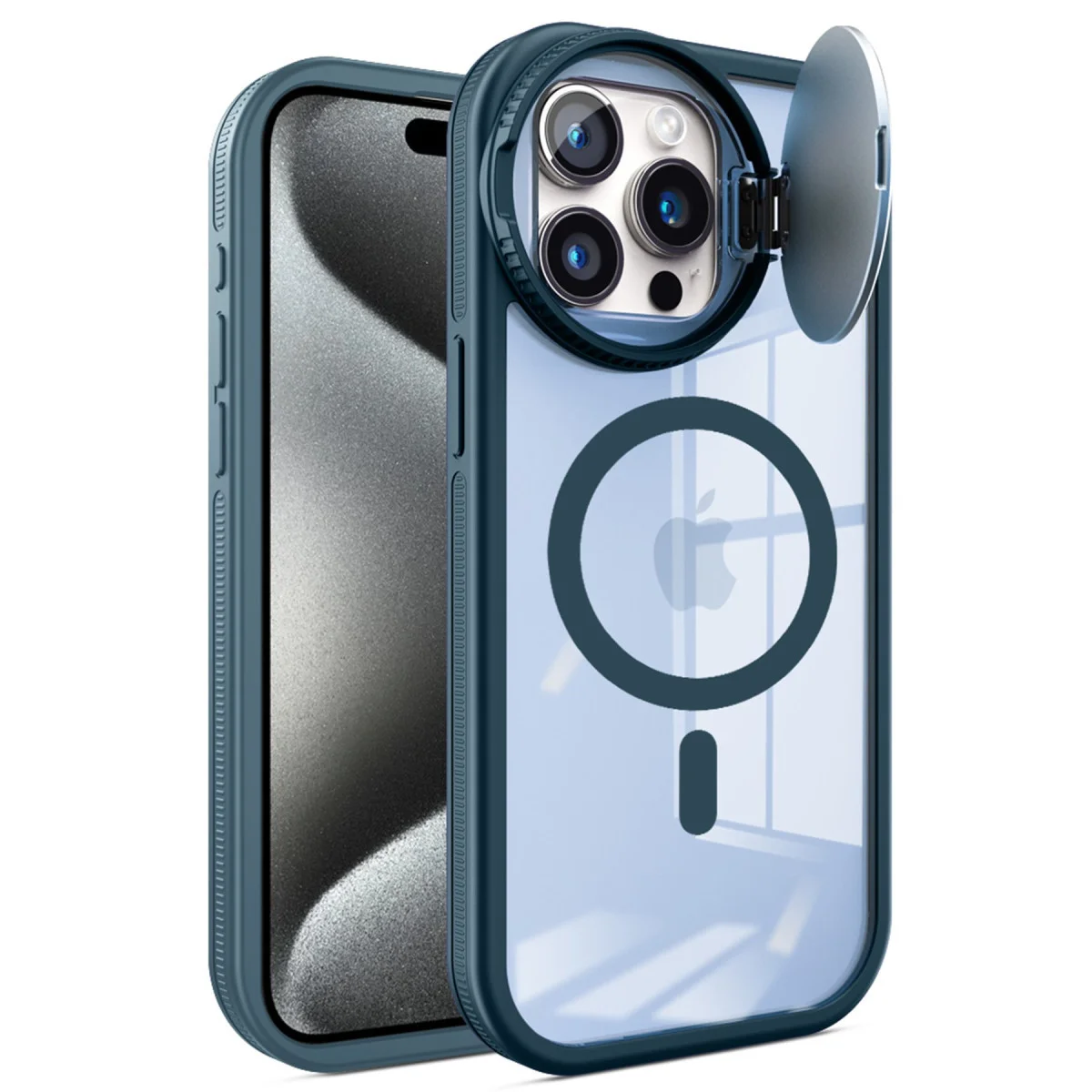 iPhone 15 Pro Max Teleskop Lens Magsafe Silikon Kılıf - Lacivert