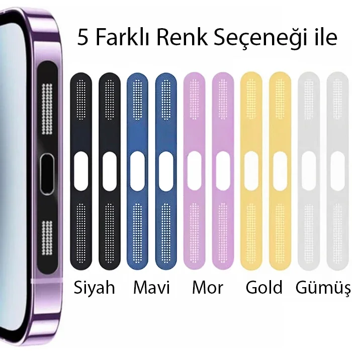 iPhone 15 Pro Max Toz Önleyici Hoparlör Stickerı 2’li Set - Antito Paslanmaz Koruyucu