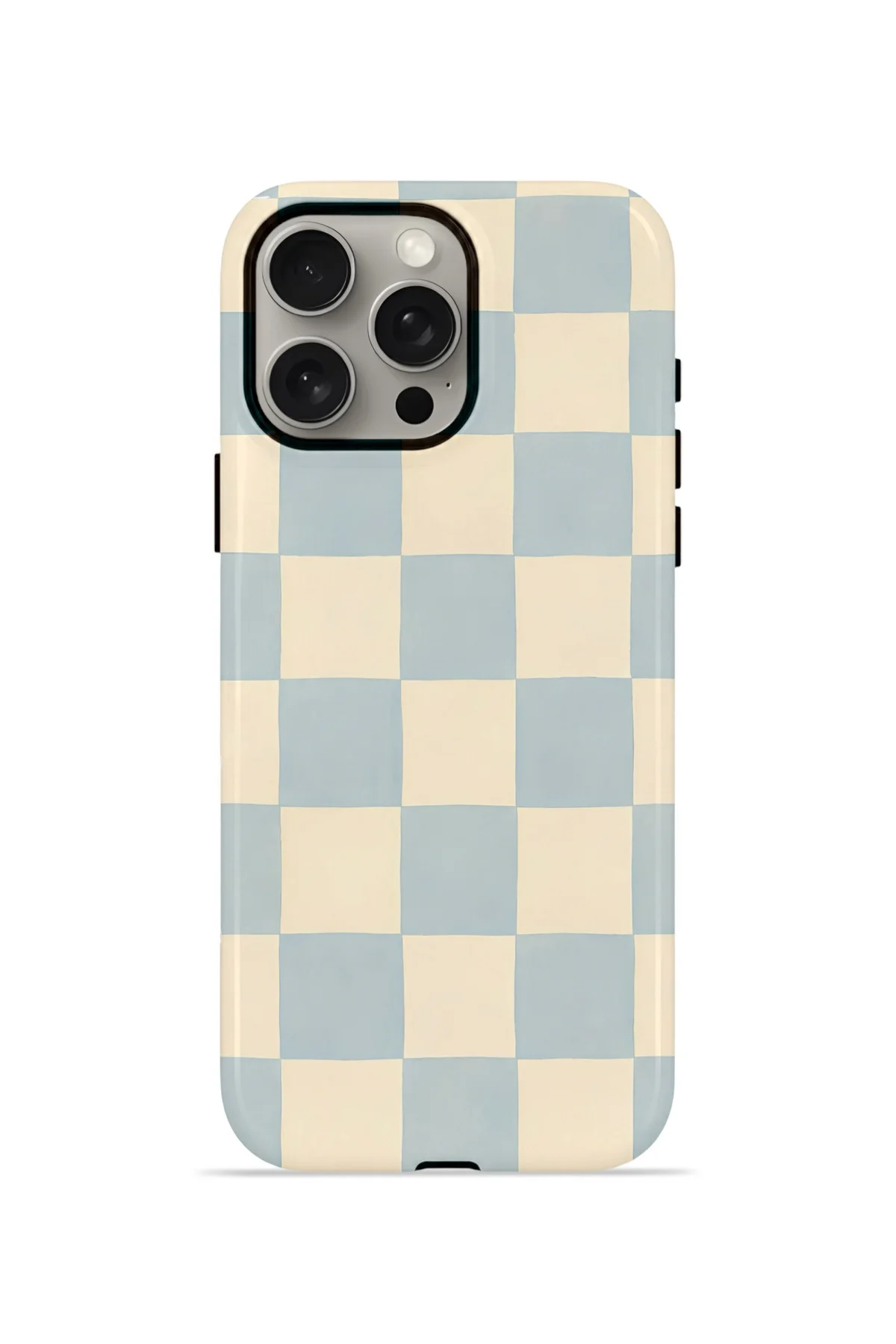 iPhone 15 Pro Max Vorian Çift Katmanlı Kılıf Powder Blue Checker