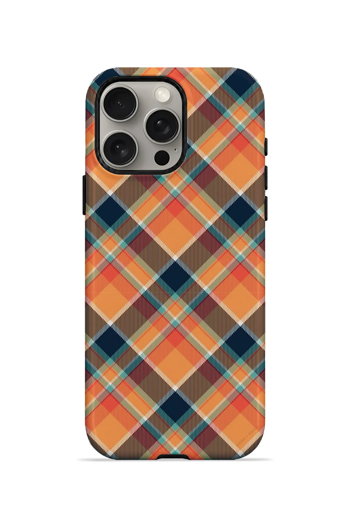 iPhone 15 Pro Max Vorian Çift Katmanlı Turuncu Lacivert Ekose Kılıf iPhone 15 Pro Max Vorian Çift Katmanlı Turuncu Lacivert Ekose Kılıf