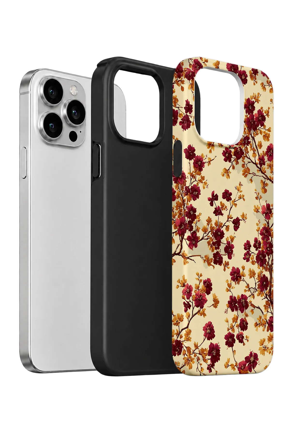 iPhone 15 Pro Max Vorian Çift Katmanlı Bordo Kır Çiçeği Kılıf iPhone 15 Pro Max Vorian Çift Katmanlı Bordo Kır Çiçeği Kılıf - Görsel 2