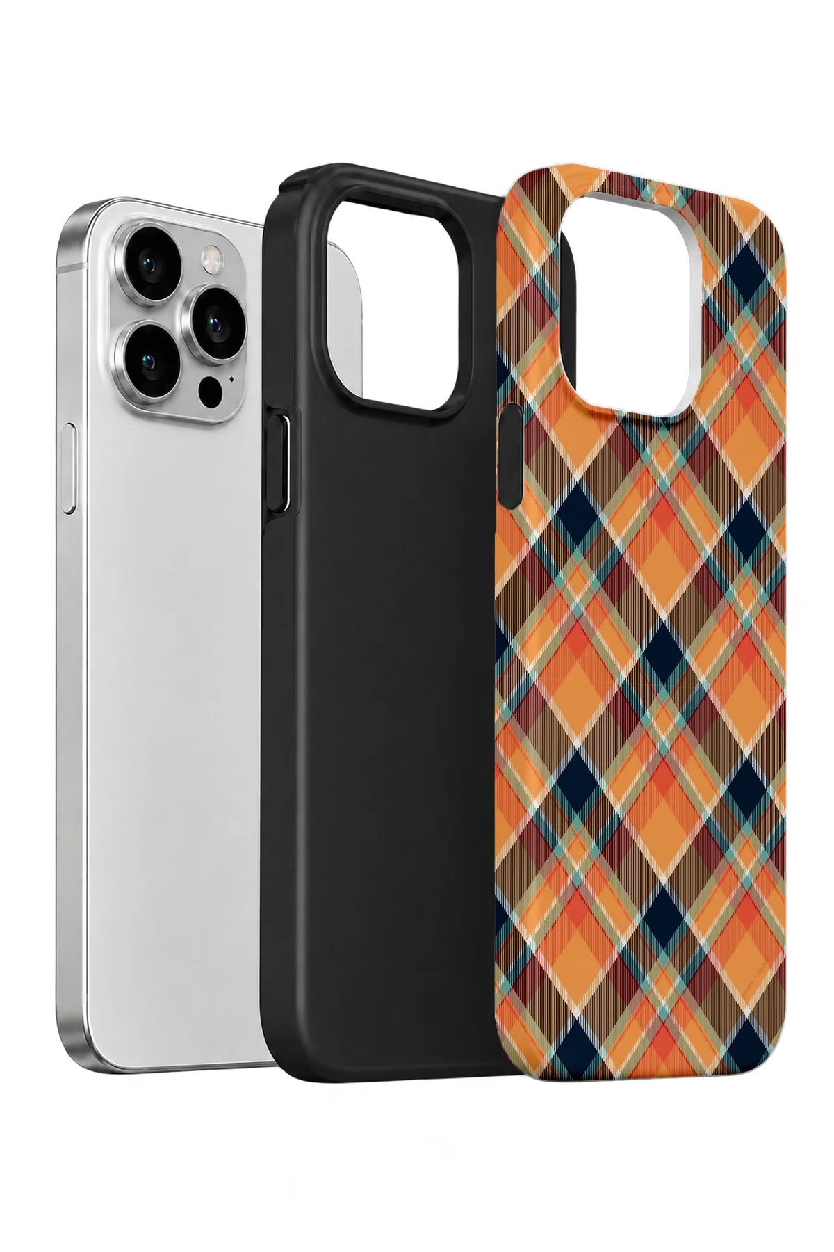 iPhone 15 Pro Max Vorian Çift Katmanlı Turuncu Lacivert Ekose Kılıf iPhone 15 Pro Max Vorian Çift Katmanlı Turuncu Lacivert Ekose Kılıf - Görsel 2