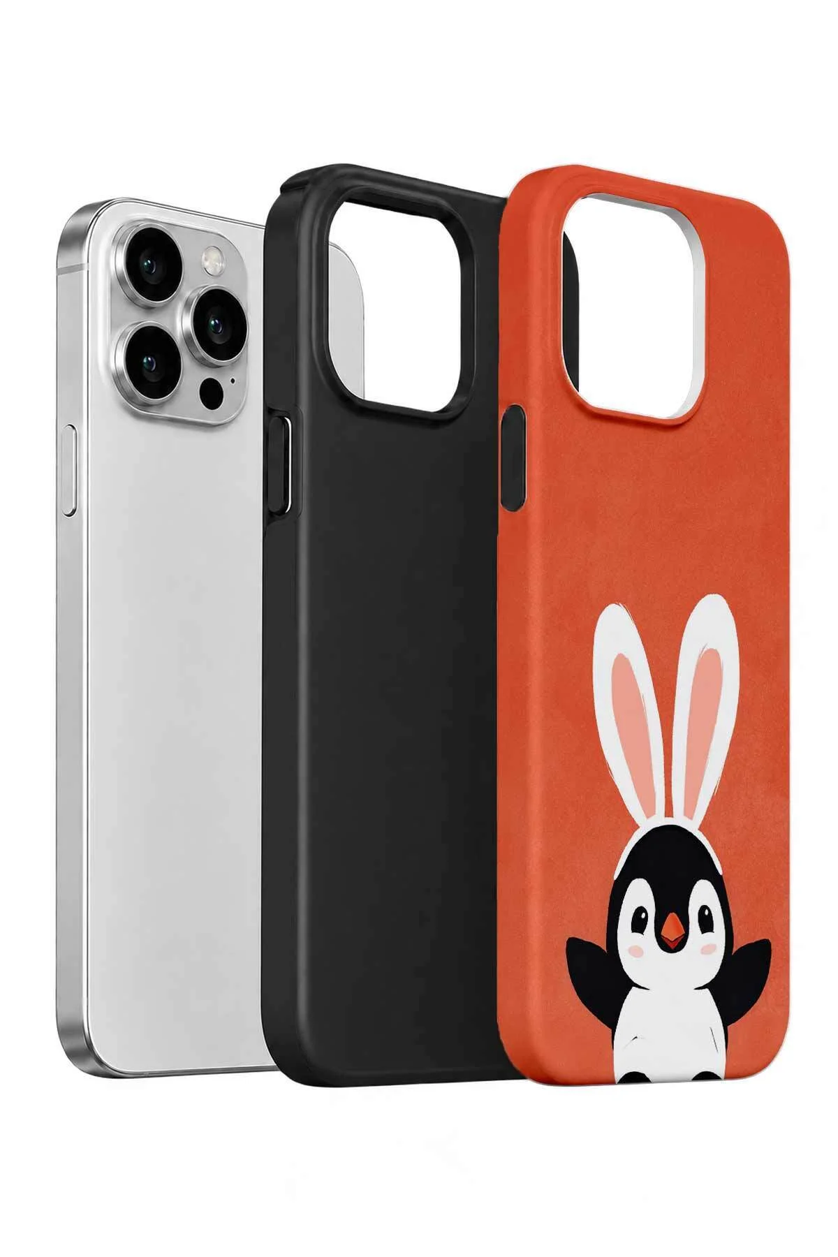 iPhone 15 Pro Max Vorian Çift Katmanlı Tavşan Penguenli Kılıf - Görsel 2