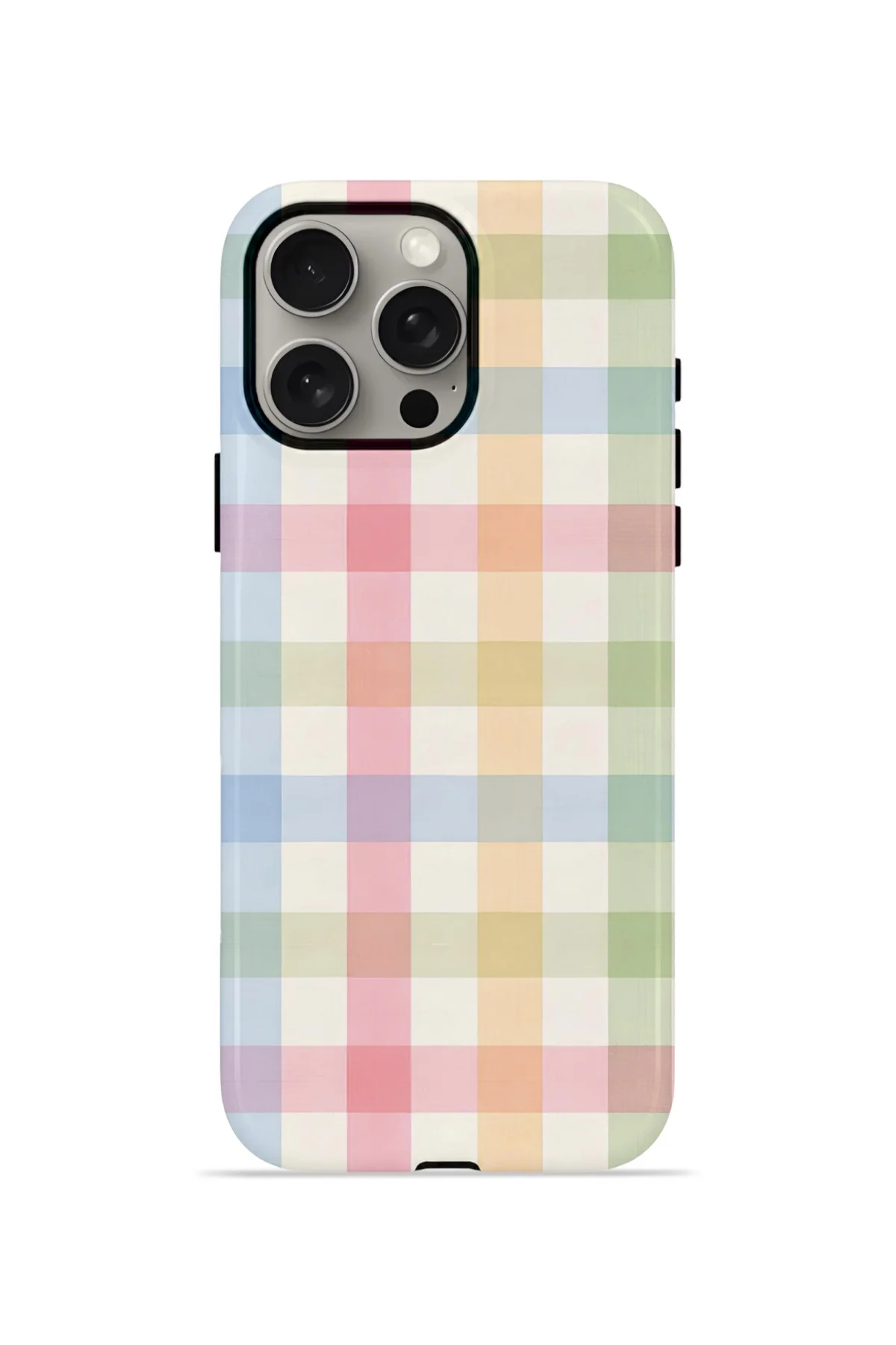 iPhone 15 Pro Max Vorian Çift Katmanlı Kılıf Pastel Gingham