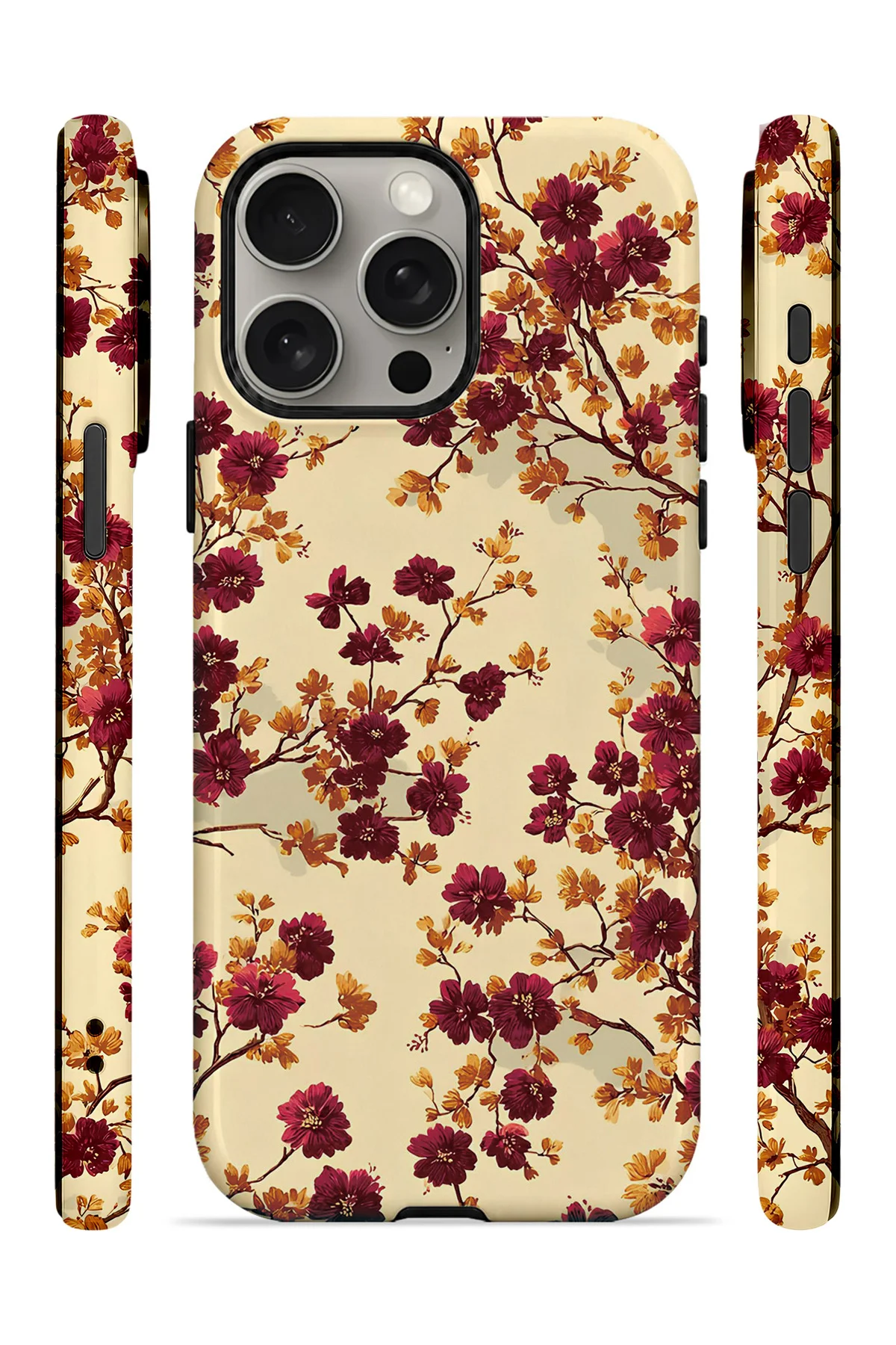 iPhone 15 Pro Max Vorian Çift Katmanlı Bordo Kır Çiçeği Kılıf iPhone 15 Pro Max Vorian Çift Katmanlı Bordo Kır Çiçeği Kılıf - Görsel 3