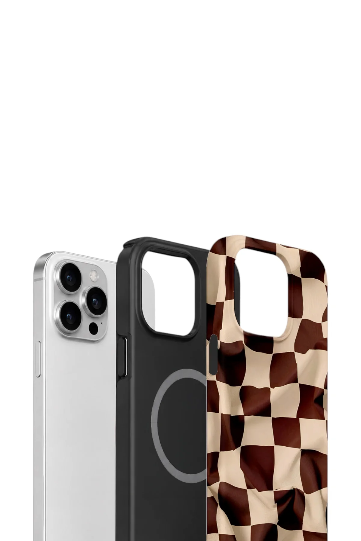 iPhone 15 Pro Max Vorian Çift Katmanlı MagSafe Kılıf Mocha Melt Checker