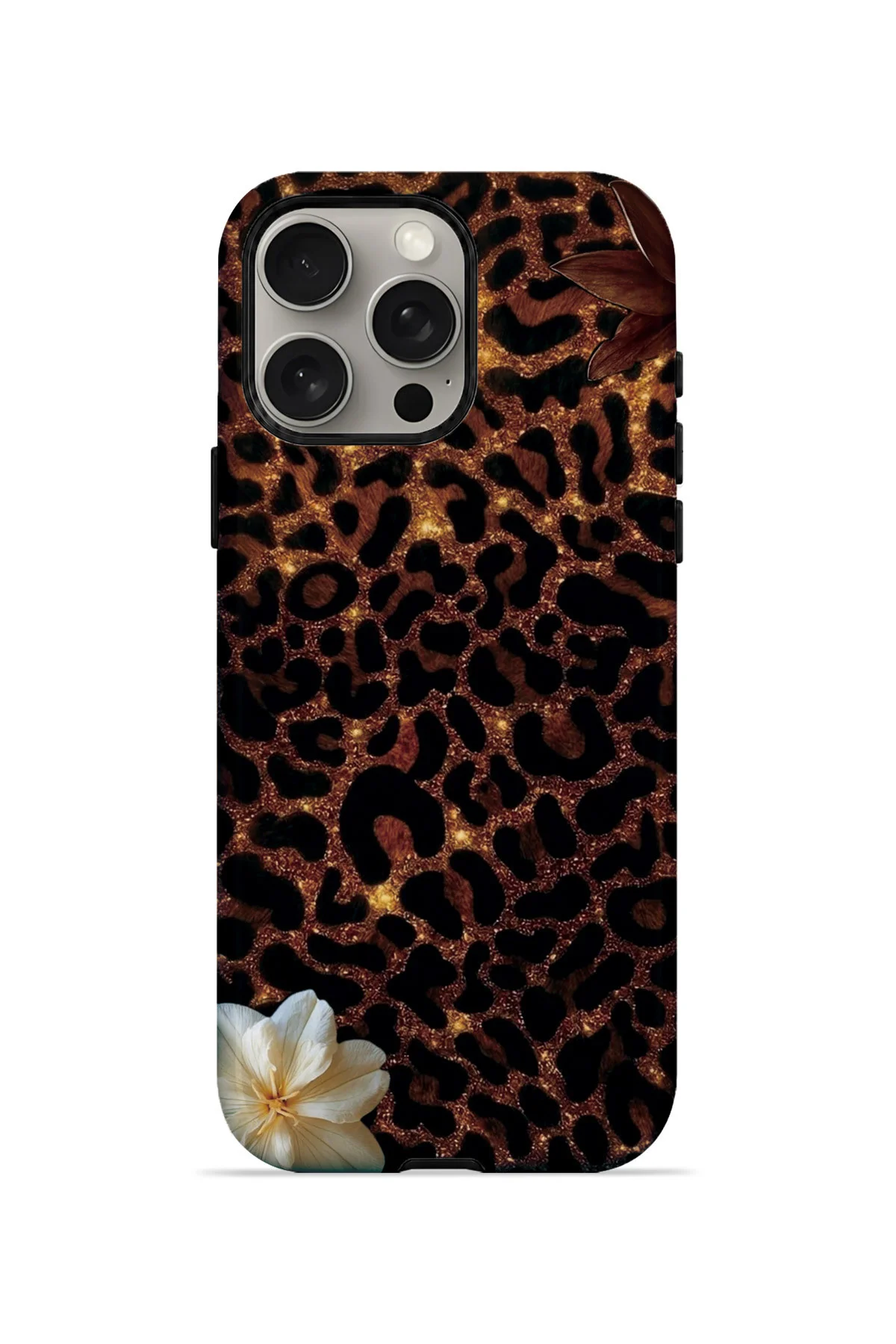 iPhone 15 Pro Max Vorian Çift Katmanlı Koyu Leopar Çiçek Kılıf iPhone 15 Pro Max Vorian Çift Katmanlı Koyu Leopar Çiçek Kılıf