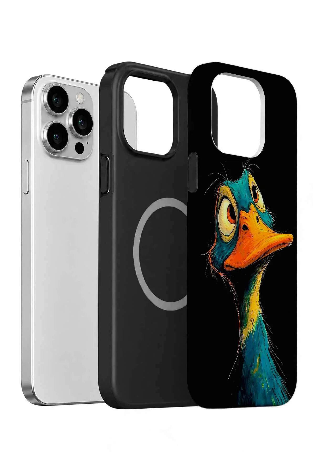 iPhone 15 Pro Max Vorian MagSafe Çift Katmanlı Neon Ördekli Kılıf - Görsel 2