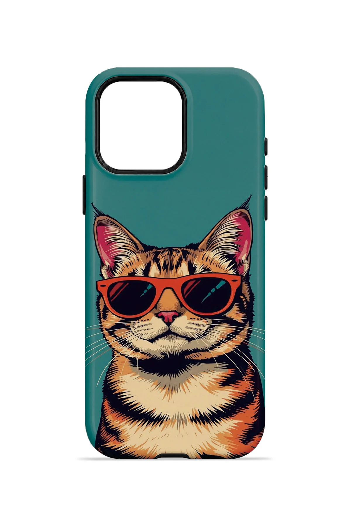 iPhone 15 Pro Max Vorian Çift Katmanlı Gözlüklü Cool Kedi Kılıf - Görsel 4