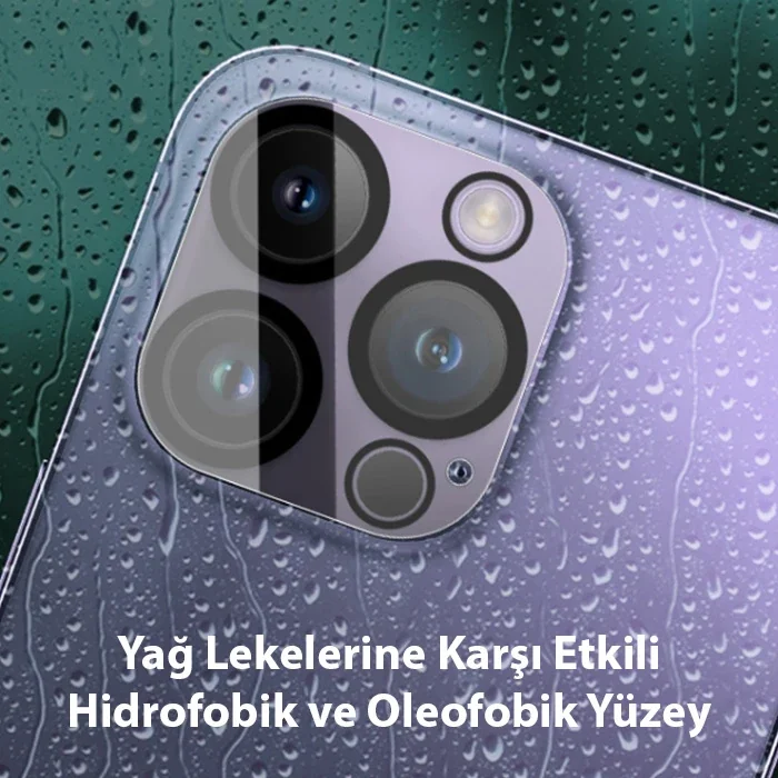 iPhone 15 Pro & Pro Max Kamera Lens Koruma Camı - Full Tempered Cam (5775)