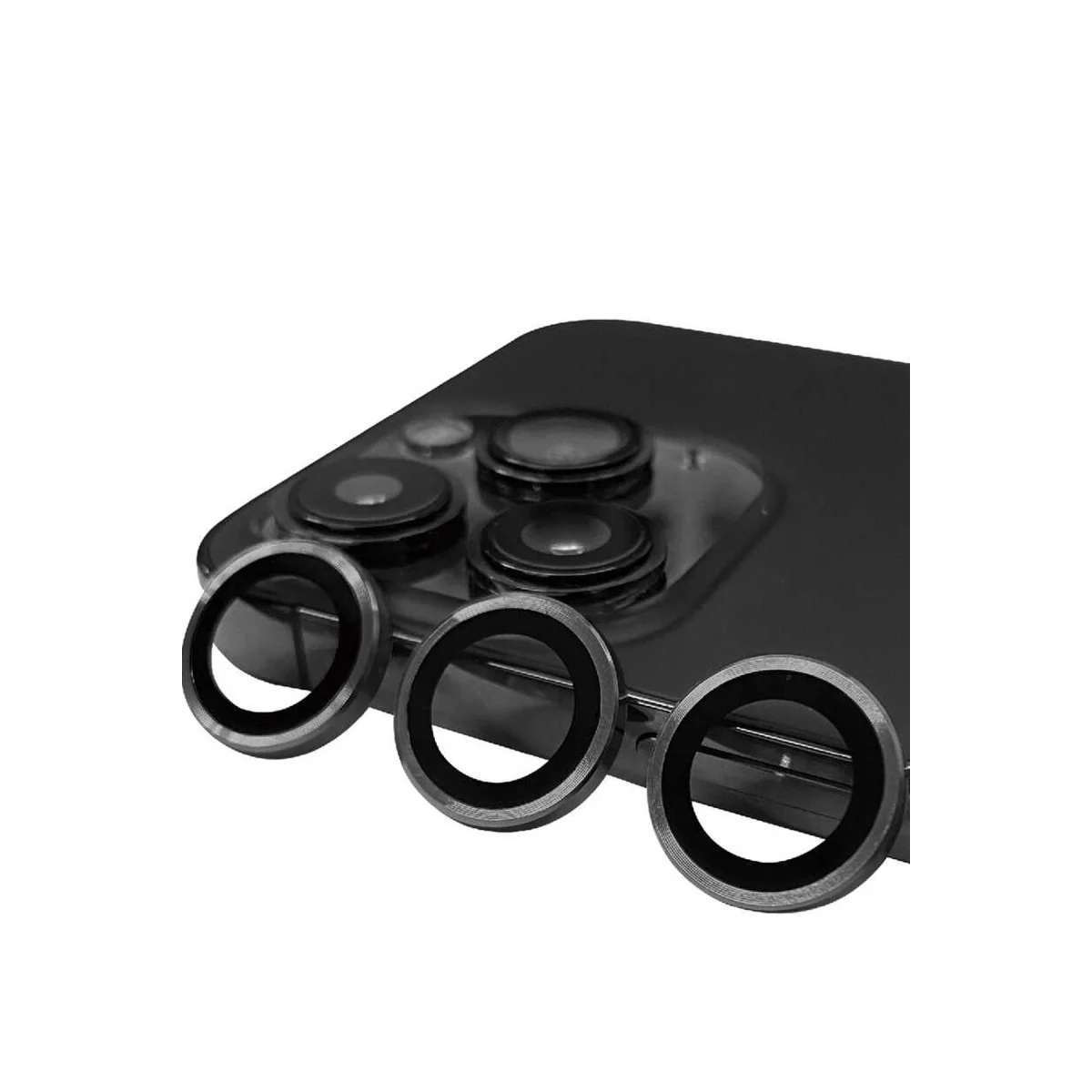 iPhone 15 Pro Raze Metal Kamera Lens - Titan Gri, 3D HD Yansıma Önleyici