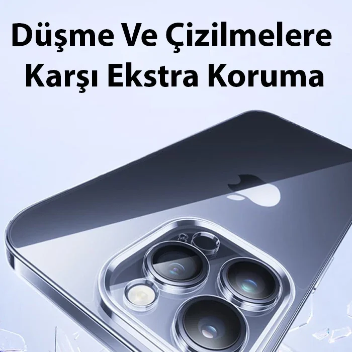 iPhone 15 Pro Schott Serisi Şeffaf Silikon Kılıf + Temperli Ekran Koruyucu - Tam Koruma ve Şeffaf Tasarım