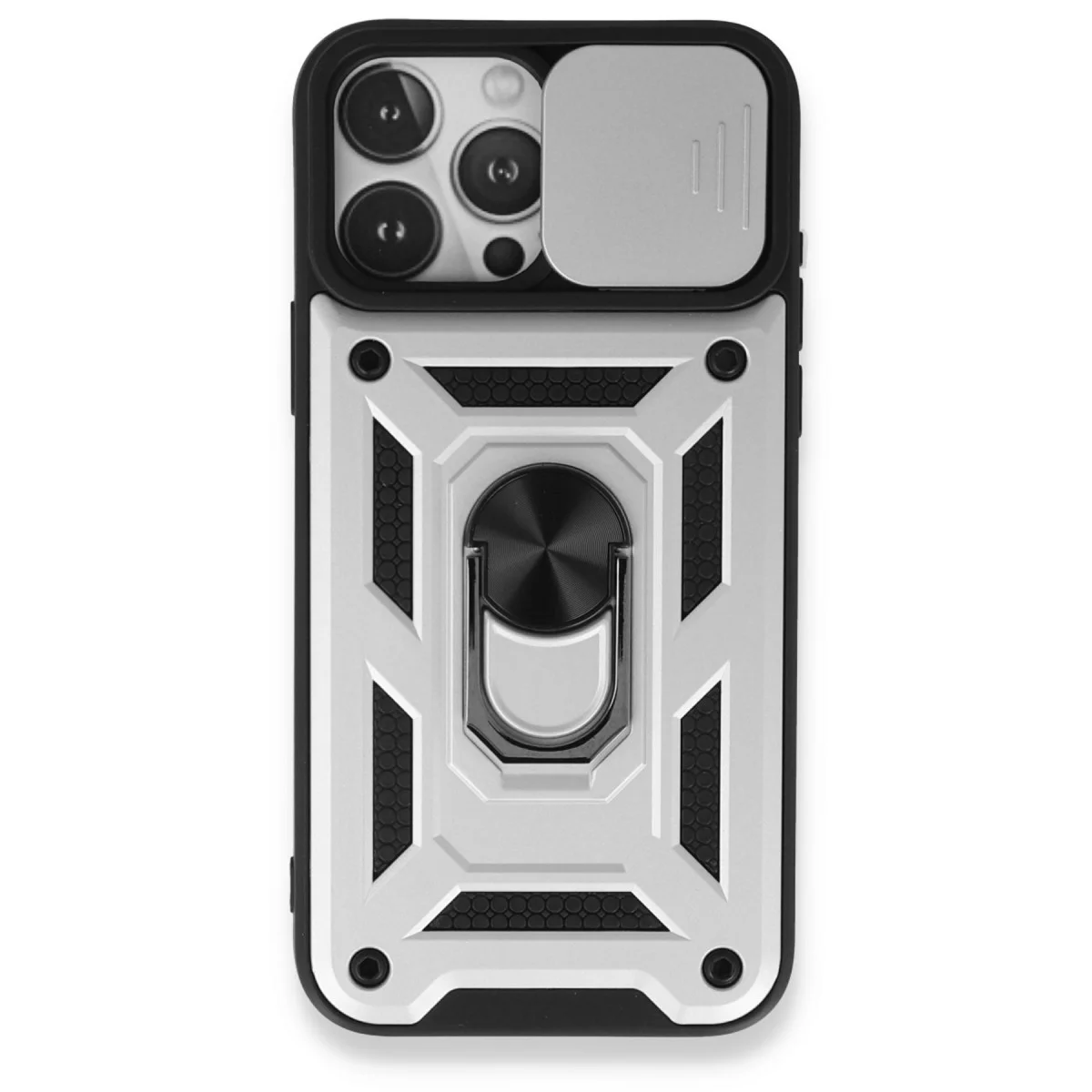 iPhone 15 Pro Silikon Kılıf - Gümüş Pars Lens Kamera Koruması