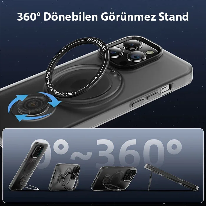 iPhone 15 Pro Silikon Kılıf MagSafe Uyumlu Standlı Manyetik