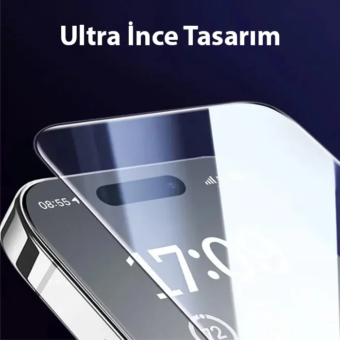 iPhone 15 Pro Tam Kaplayan Schott Cam Ekran Koruyucu - Kırılmaz 0,3 mm