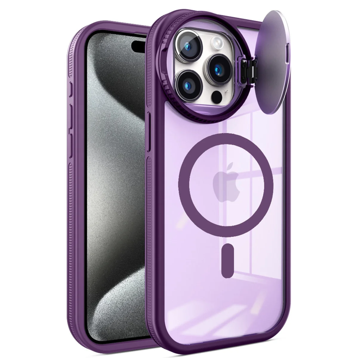 iPhone 15 Pro Teleskop Lens Magsafe Silikon Kılıf - Derin Mor