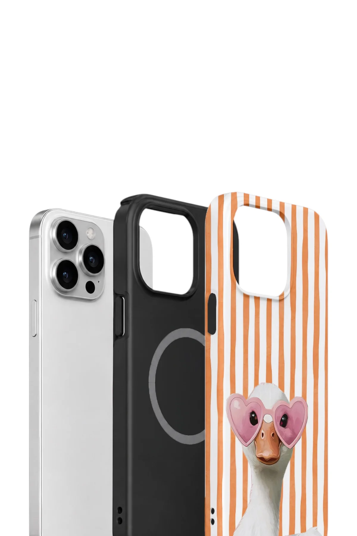 iPhone 15 Pro Vorian Yough Magsafe Kılıf Heart Glasses Goose